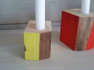 Bougeoir en bois recyclé cube