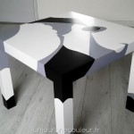 Table basse Ikea relookee noir gris blanc